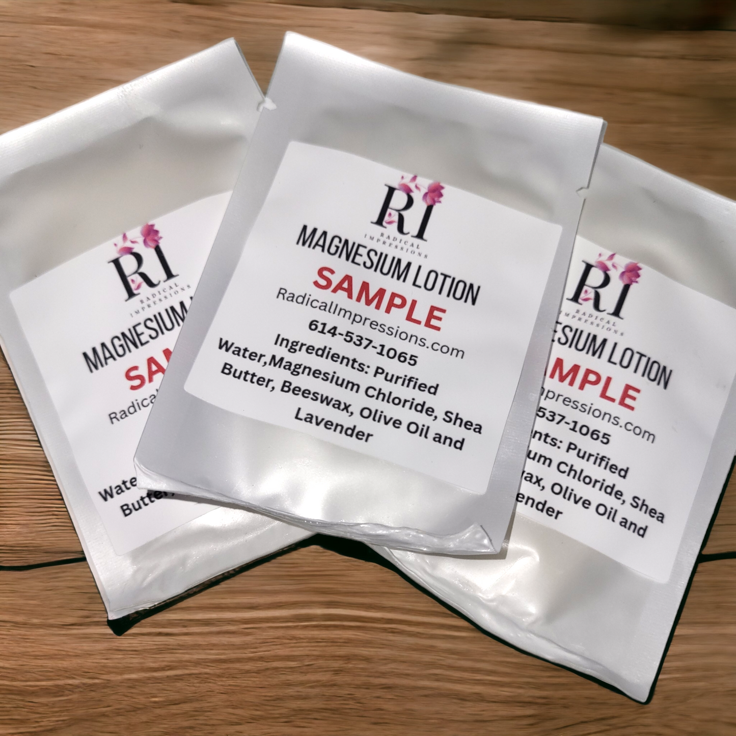 Magnesium lotion samples